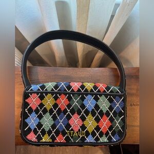 STAUD "Tommy" shoulder bag in beaded pattern glass